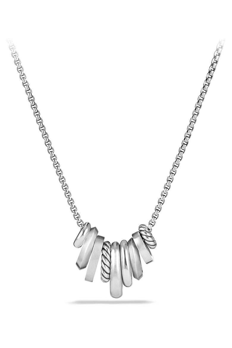 Stax Small Pendant Necklace with Diamonds, Alternate, color, SILVER