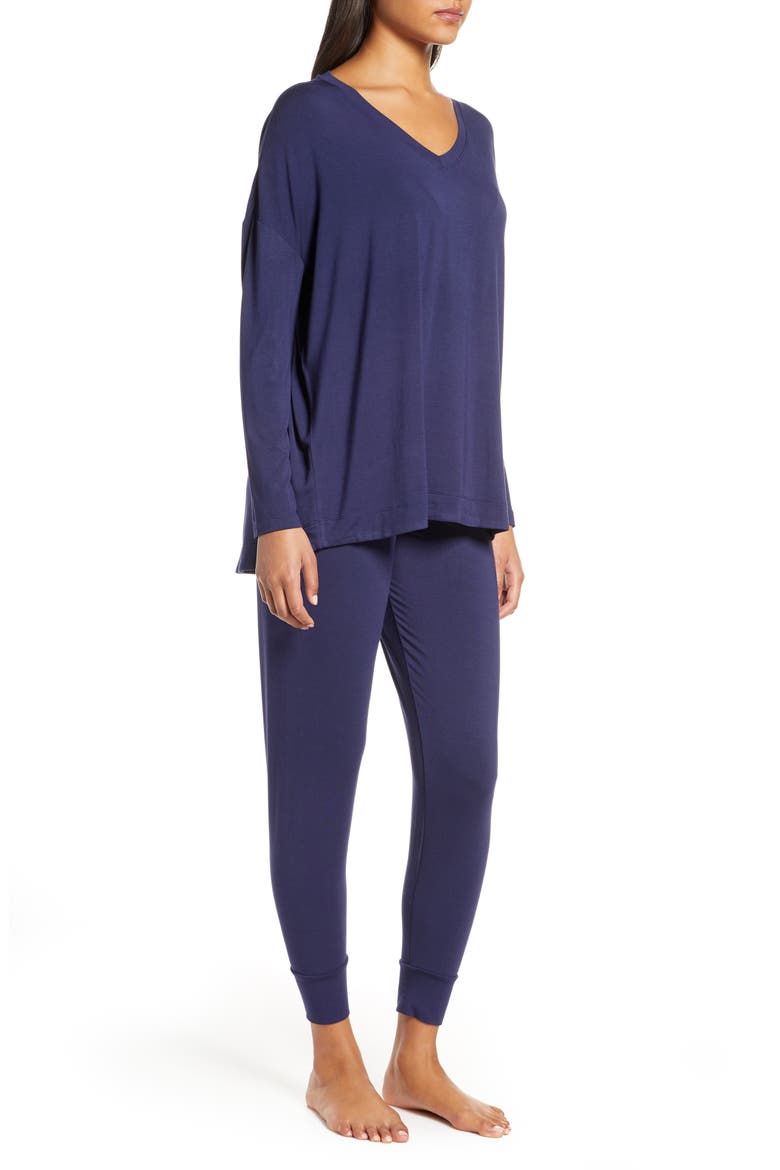 Moonlight V-Neck Pajamas, Alternate, color, NAVY PEACOAT