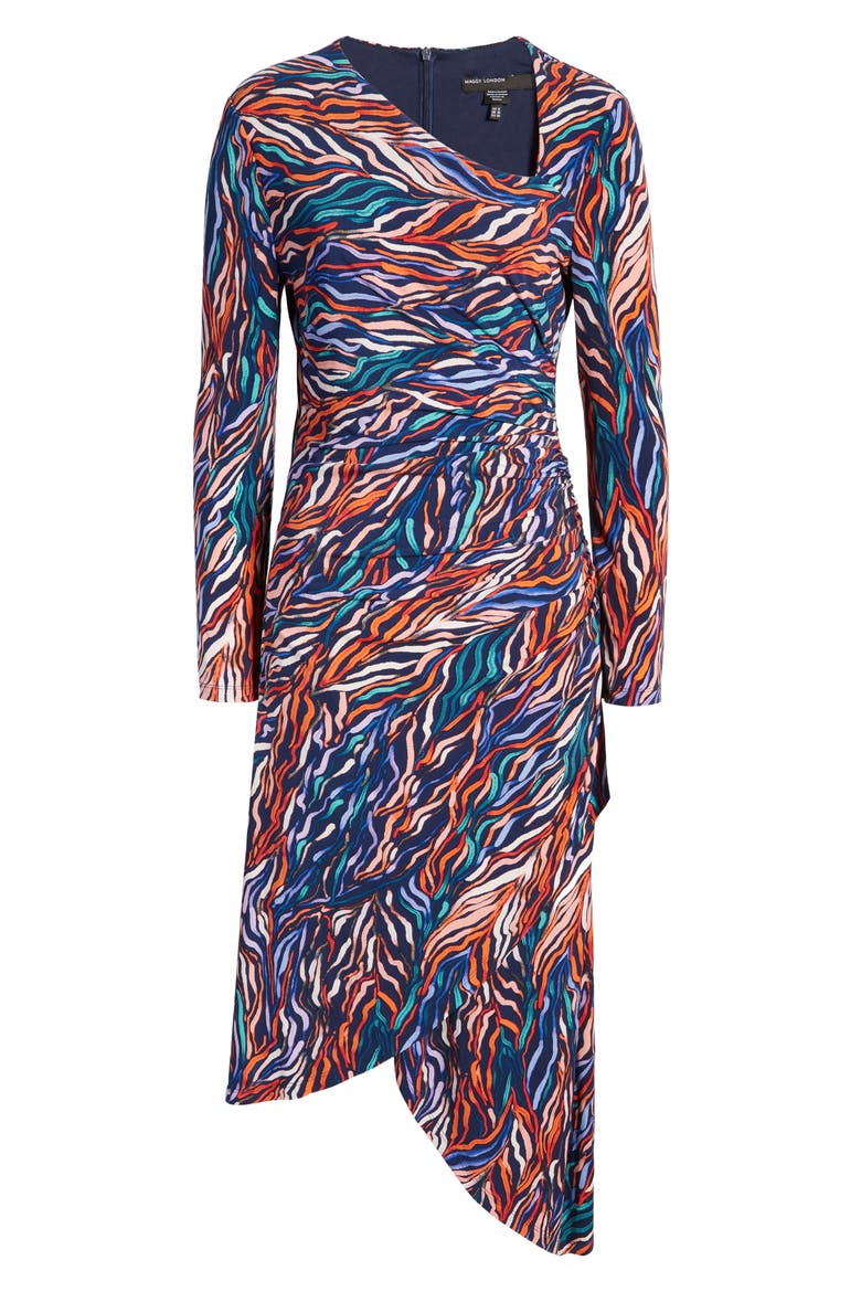 Asymmetric Long Sleeve Dress, Alternate, color, NAVY/ TANGERINE/ PERIWINKLE