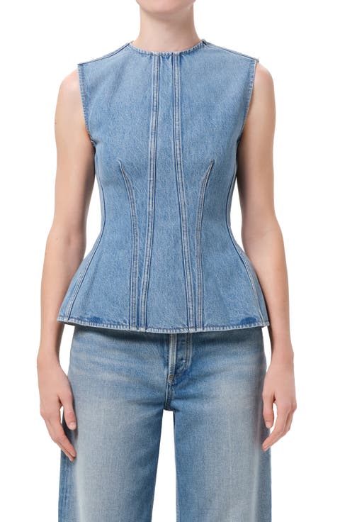 Corbin Denim Peplum Top