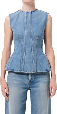 AGOLDE Corbin Denim Peplum Top