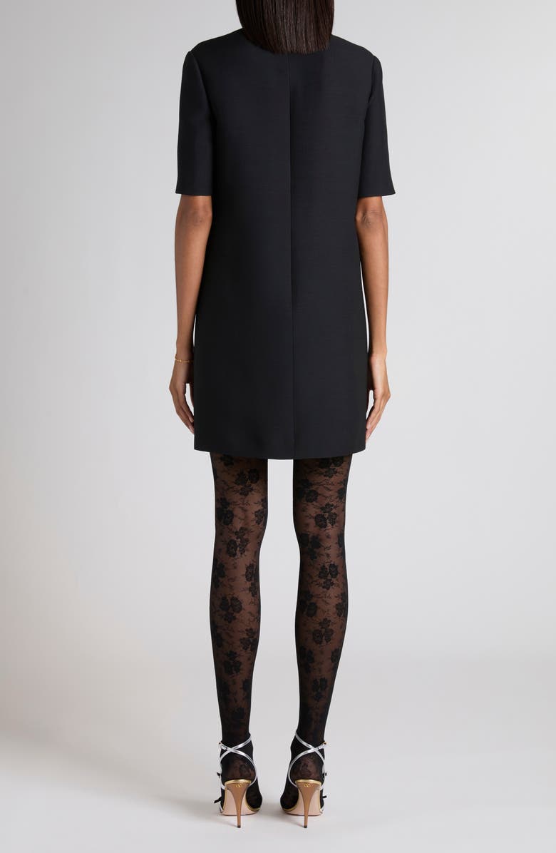 Valentino Contrast Inset Wool & Silk Crepe Couture Shift Dress, Alternate, color, Black/ Ivory