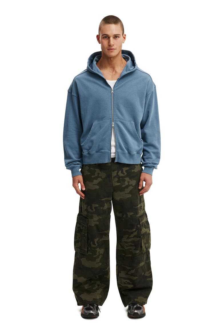 Men's Cropped Zip Up Hoodie, Alternate, color, Comet Blue Wash