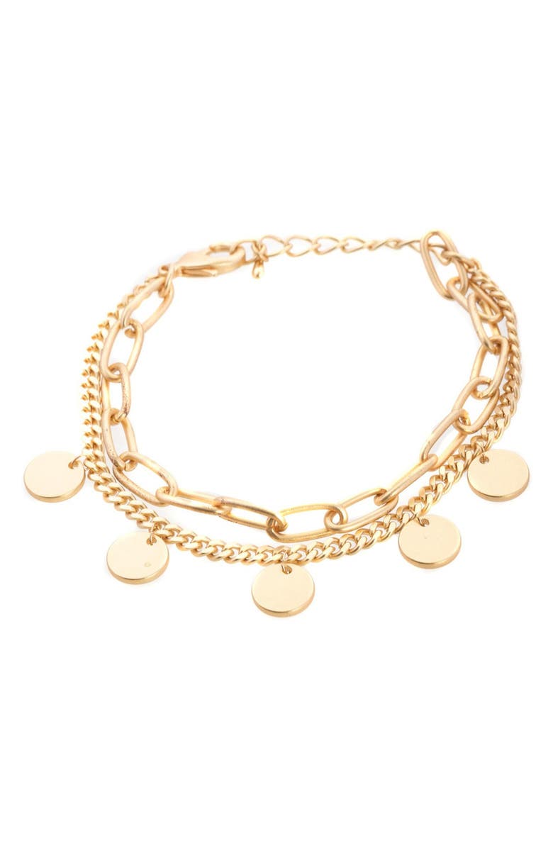 SAACHI Disc Charm Layered Chain Bracelet, Main, color, 