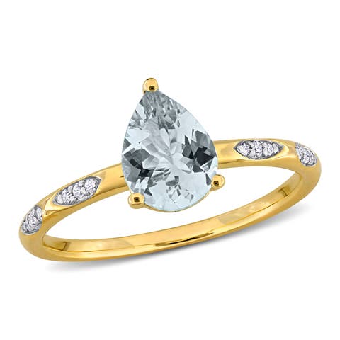 Aquamarine & Diamond Ring 14k