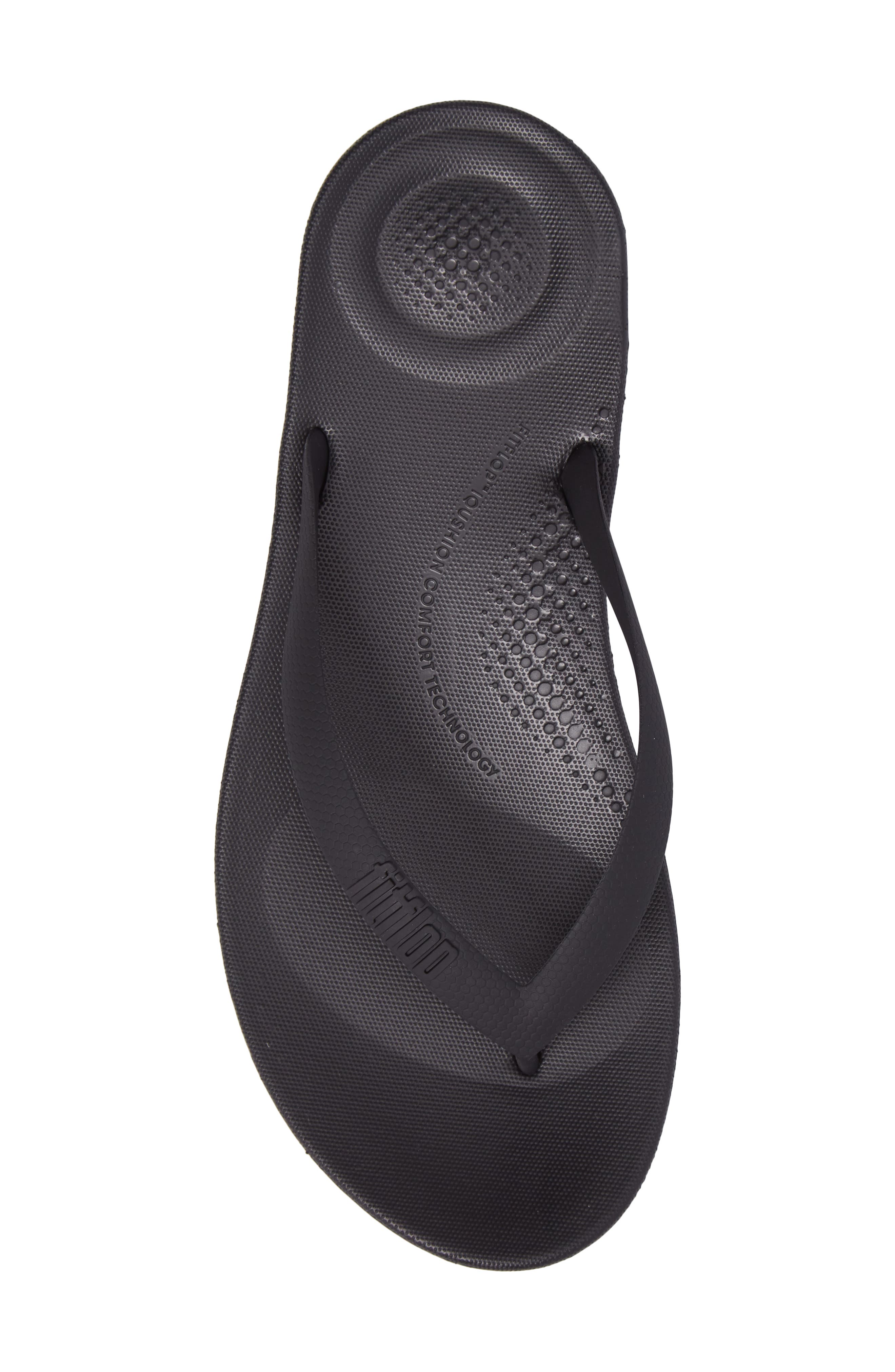 Iqushion ergonomic flip-flops, Alternate, color, BLACK RUBBER