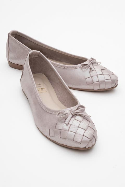 Nopos Leather Cap Toe Ballet Flat