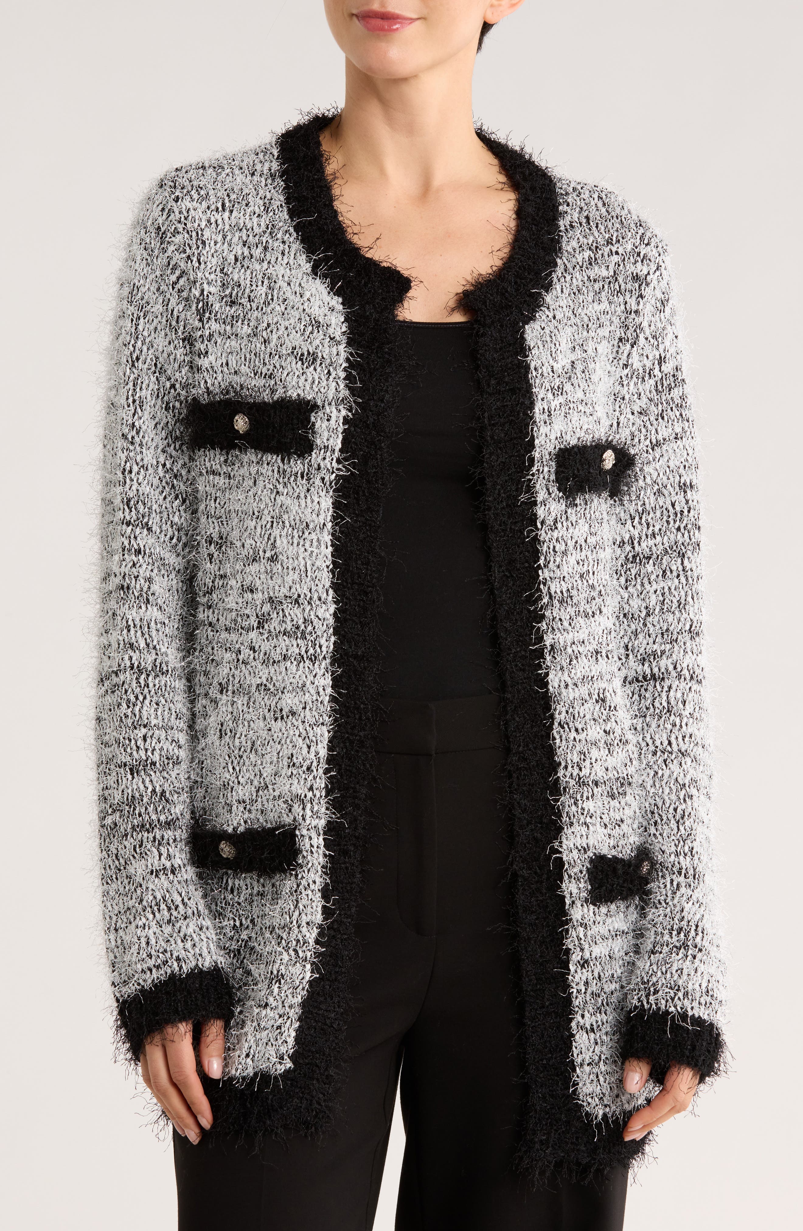 Open Front Fuzzy Knit Cardigan
