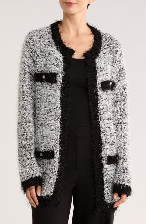 Open Front Fuzzy Knit Cardigan