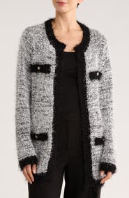 Renee C Open Front Fuzzy Knit Cardigan