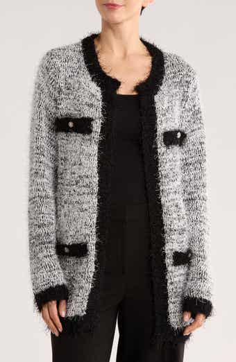 Renee C Open Front Fuzzy Knit Cardigan