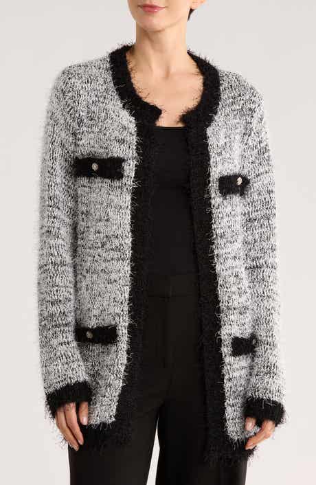 Renee C Open Front Fuzzy Knit Cardigan