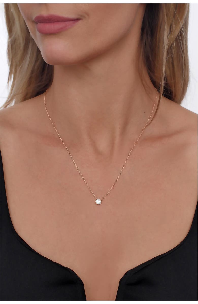 Bony Levy 14K Yellow Gold Bezel Set Diamond Solitaire Pendant Necklace - 0.25 ctw, Alternate, color,