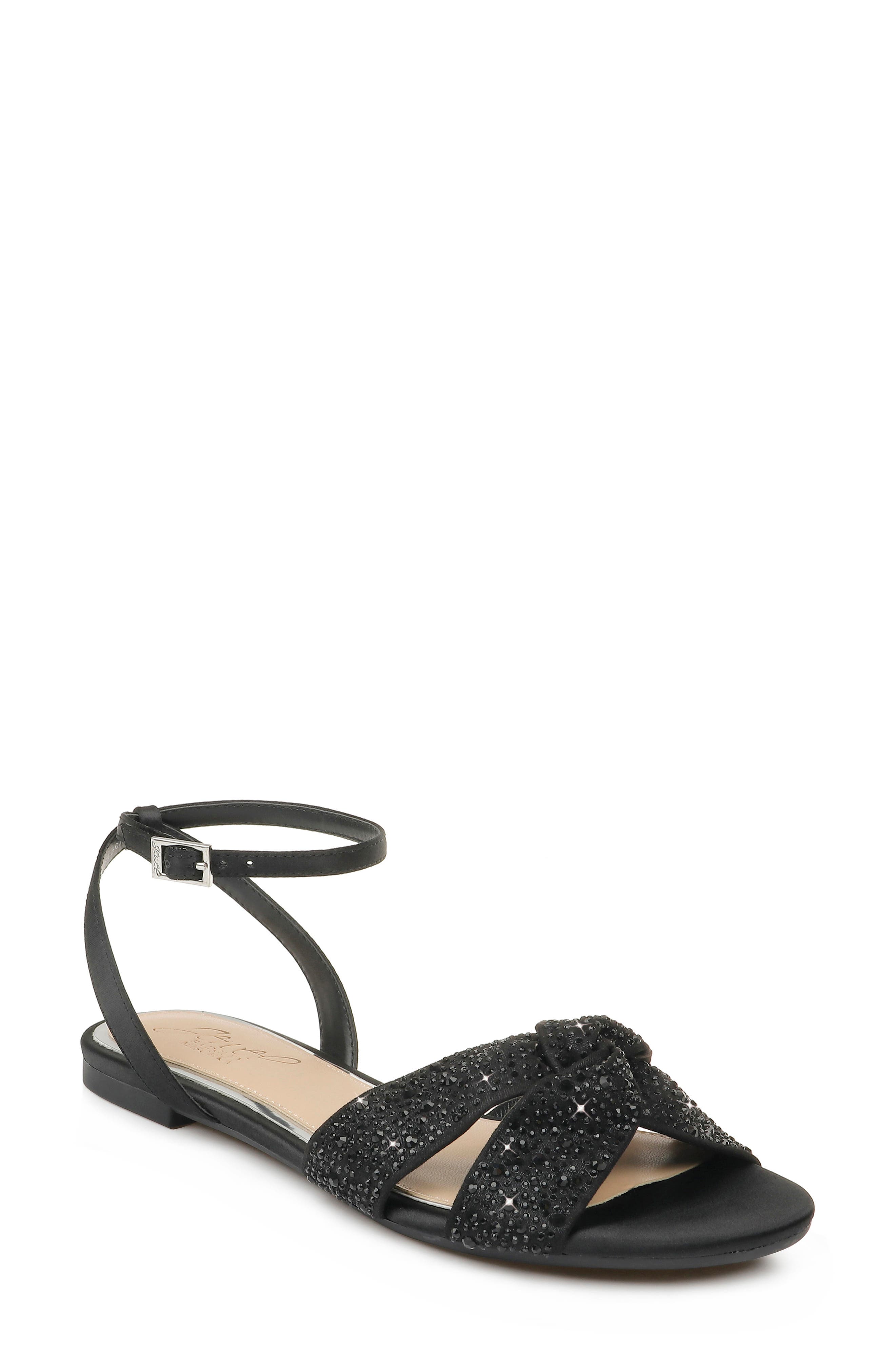 Jewel Badgley Mischka Nicole Crystal Embellished Flat Sandal, Main, color, 