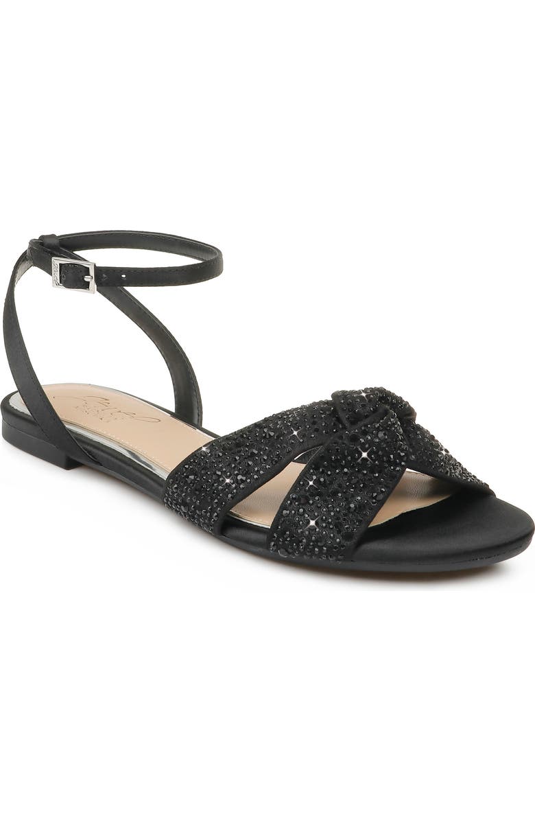 Jewel Badgley Mischka Nicole Crystal Embellished Flat Sandal, Main, color,