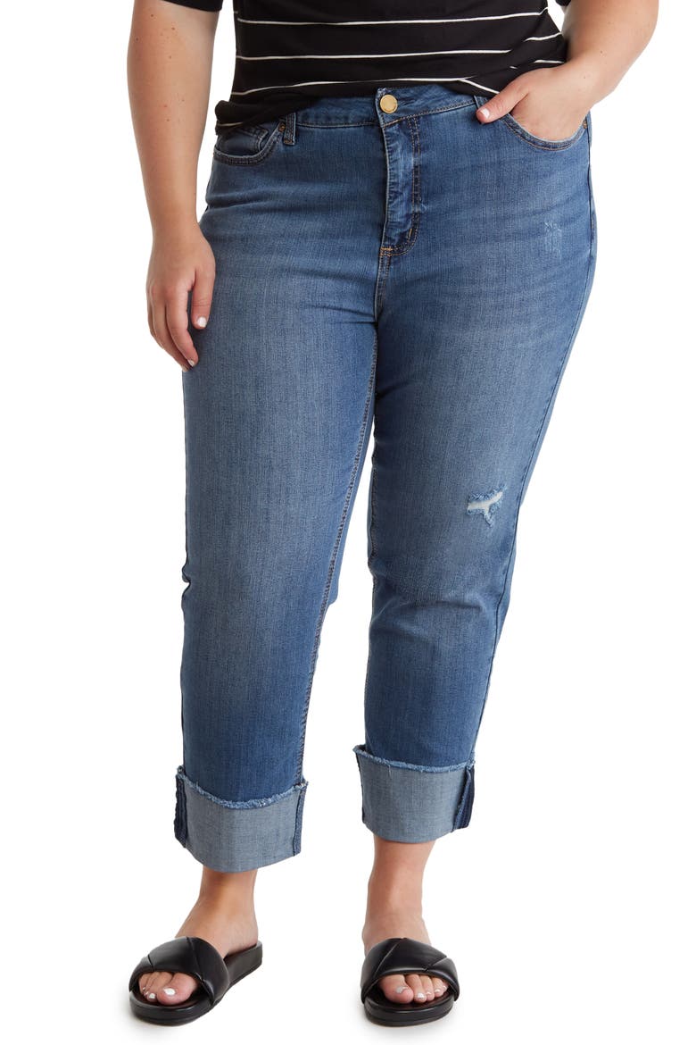 Slim Straight Cuff Denim Jeans, Main, color, GLOSS