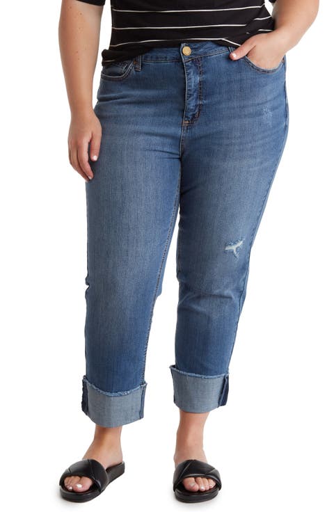Slim Straight Cuff Denim Jeans (Plus Size)