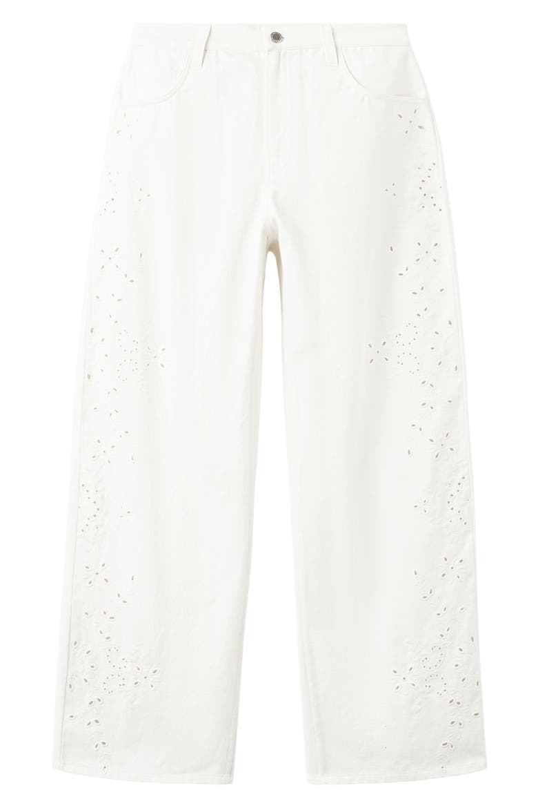 Openwork Embroidered Balloon Jeans, Alternate, color, WHITE
