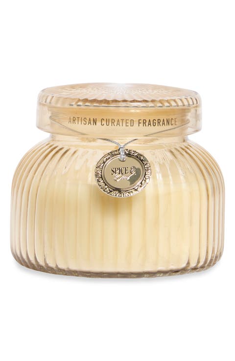 Santal Rose Caramel Ribbed Glass Candle