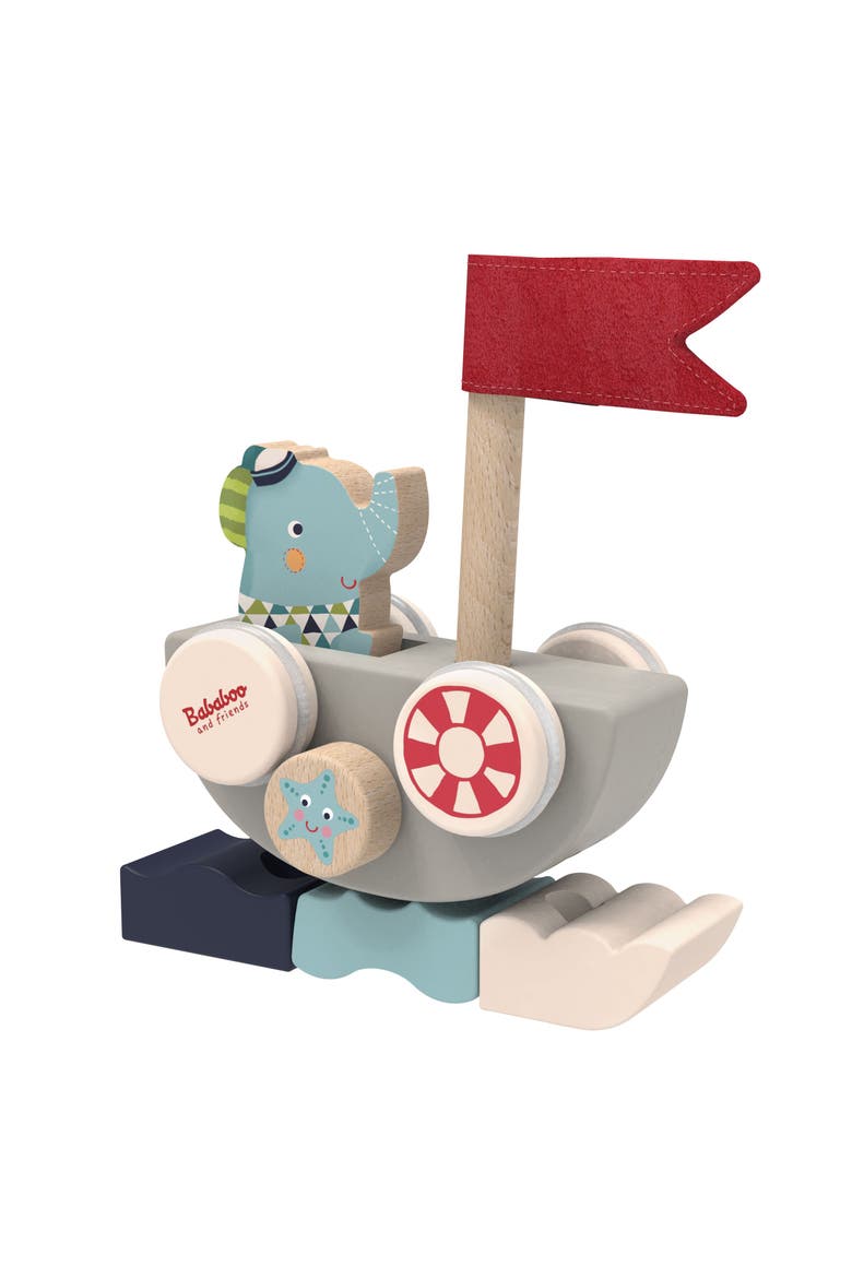 Lolo Elephant Funny Autoboat 2-in-1 Stacking Game, Alternate, color, Grey