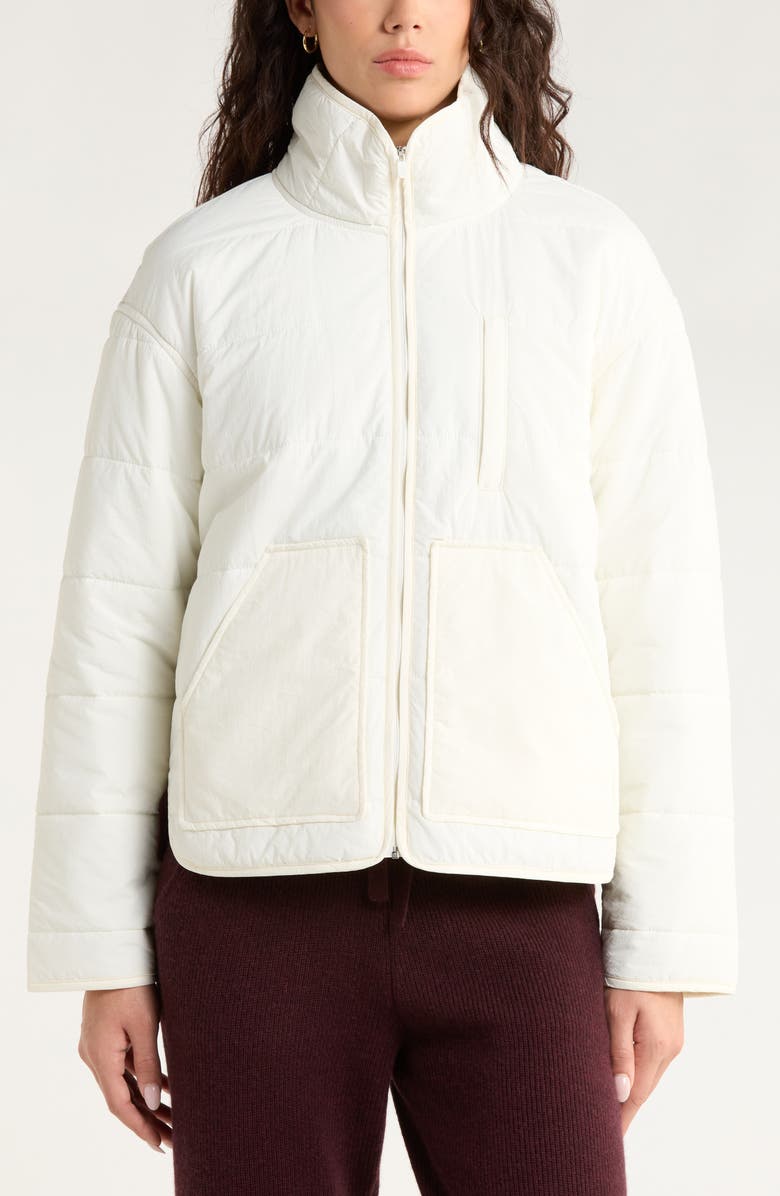 Zella Quilted Packable Jacket, Alternate, color, Ivory Egret