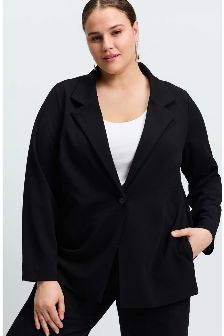 Morgan Crepe Knit Blazer, Alternate, color, BLACK