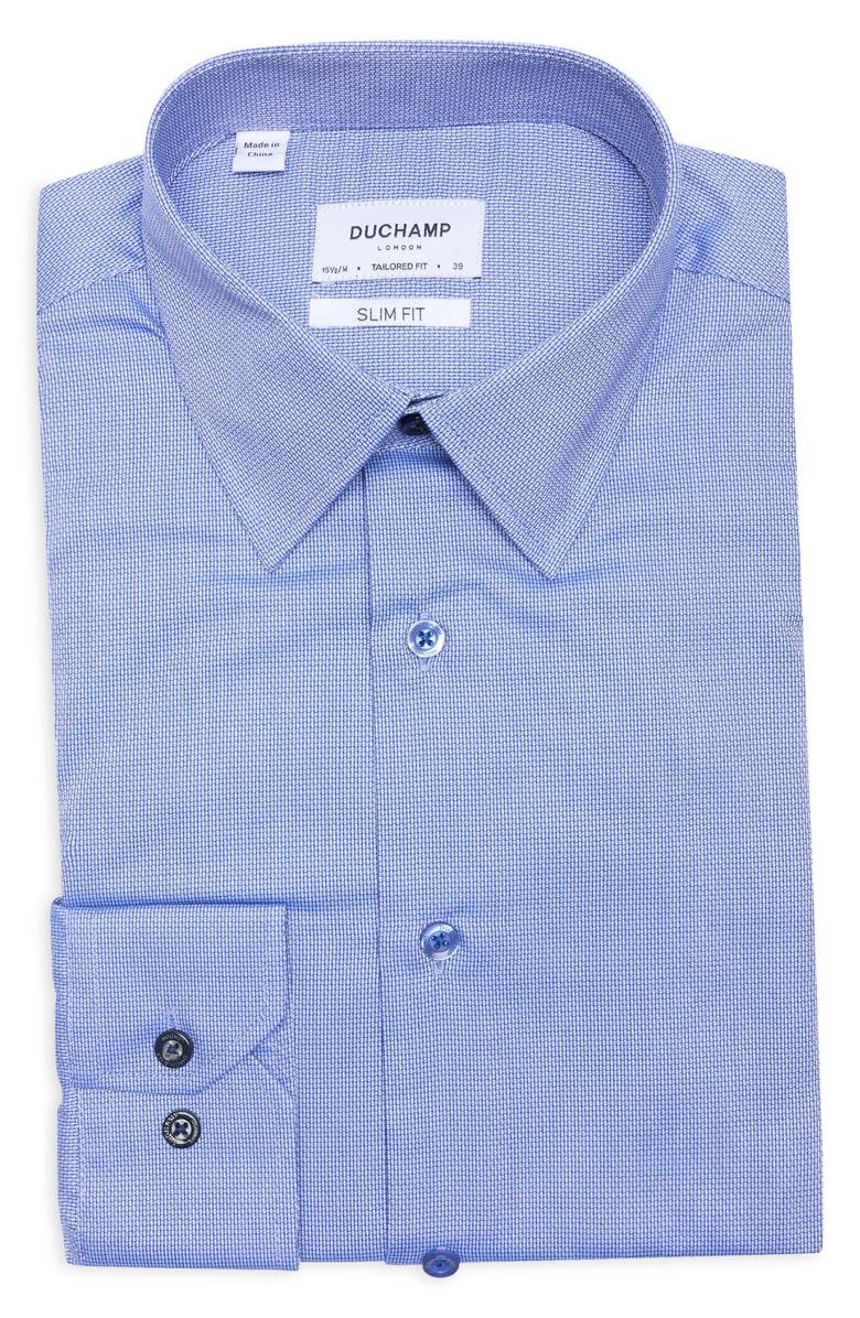 Duchamp Slim Fit Textured Stretch Cotton Dress Shirt, Alternate, color, Blue