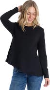 WILT Clothing Round Neck Long Sleeve Tee with Asymmetric Hem & Body Seams