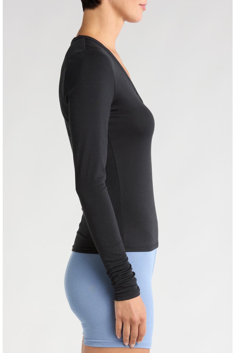 Stretch Modal V-Neck Henley, Alternate, color, IMMERSED BLACK