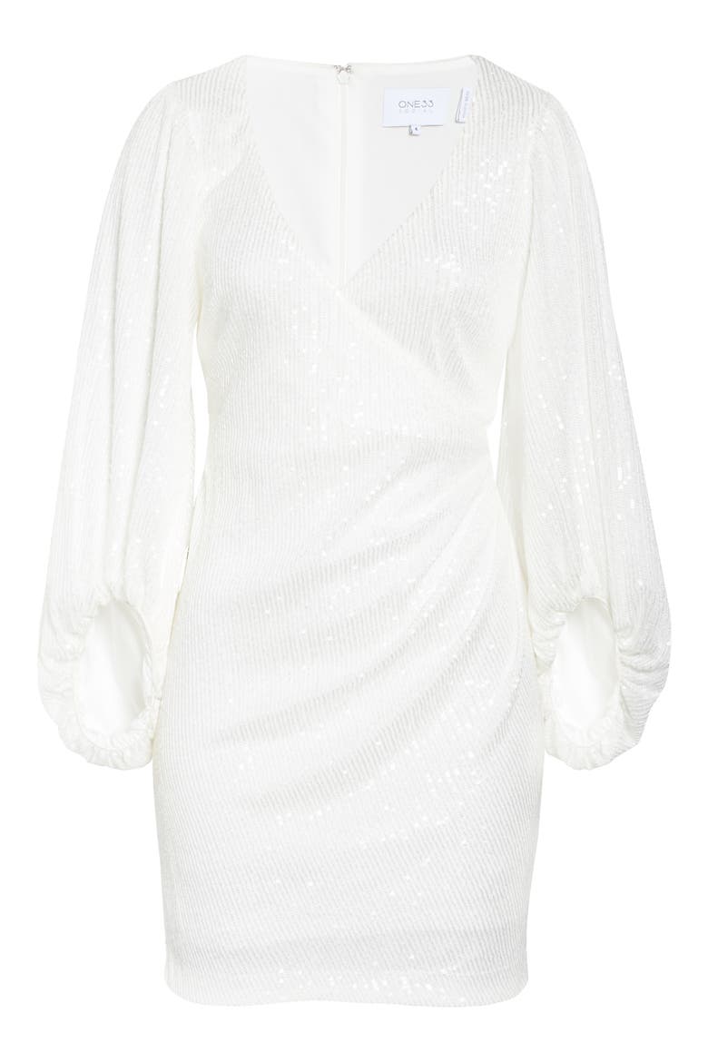 Balloon Sleeve Sequin Minidress, Alternate, color, IVORY