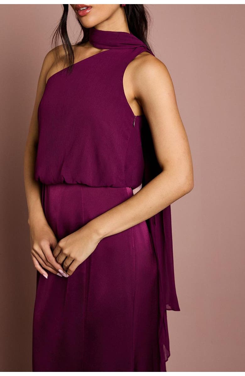 Coast One Shoulder Maxi Bridesmaid Dress, Alternate, color, Fig