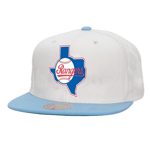 Men's Mitchell & Ness White Texas Rangers Cooperstown Collection Basic Flip Snapback Hat