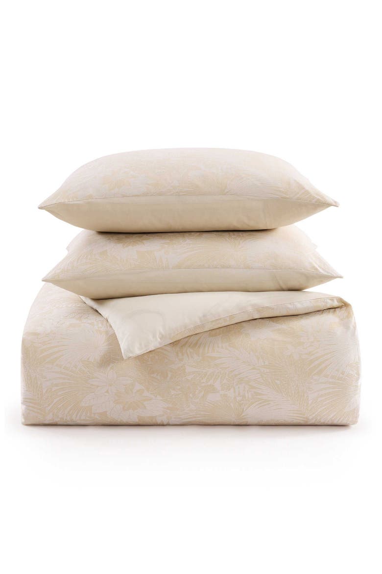 Beachside Blooms Cotton Sateen Comforter & Sham Set, Main, color, LIGHT BEIGE