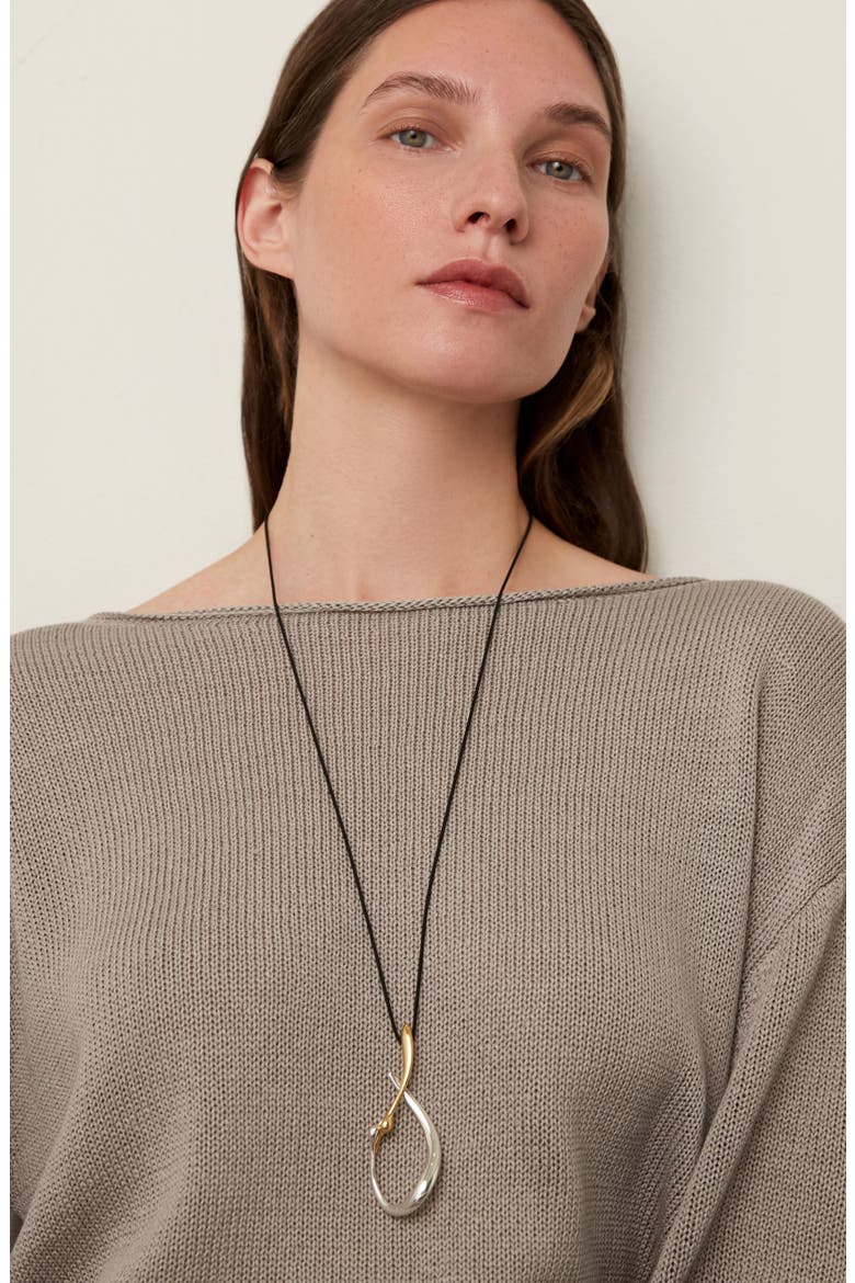 Large Egret Two-Tone Rope Pendant Necklace, Main, color, TWO-TONE