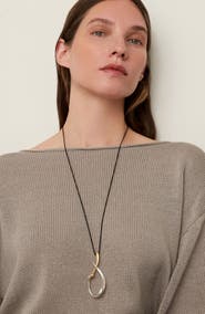 JENNY BIRD Large Egret Two-Tone Rope Pendant Necklace