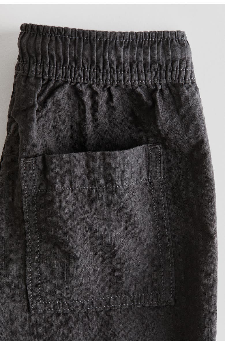 H&M Cotton Seersucker Trousers, Alternate, color, Dark Gray