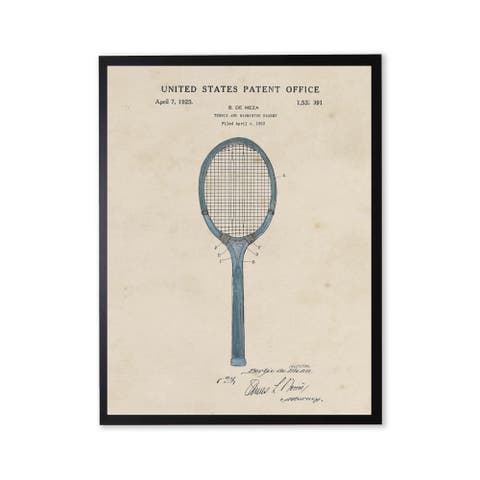 Tennis Racket Patent in Black Frame