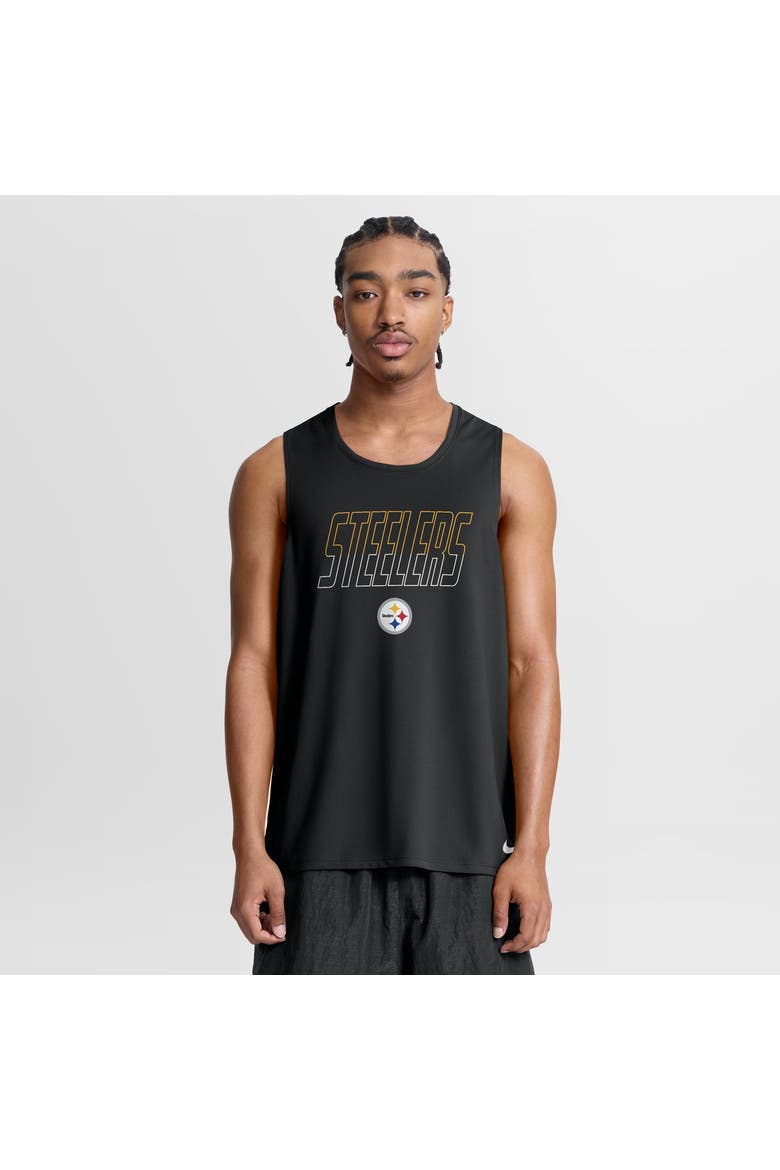 Men's Nike Black Pittsburgh Steelers Kickoff Miler Dri-FIT Tank​ Top, Main, color, Black