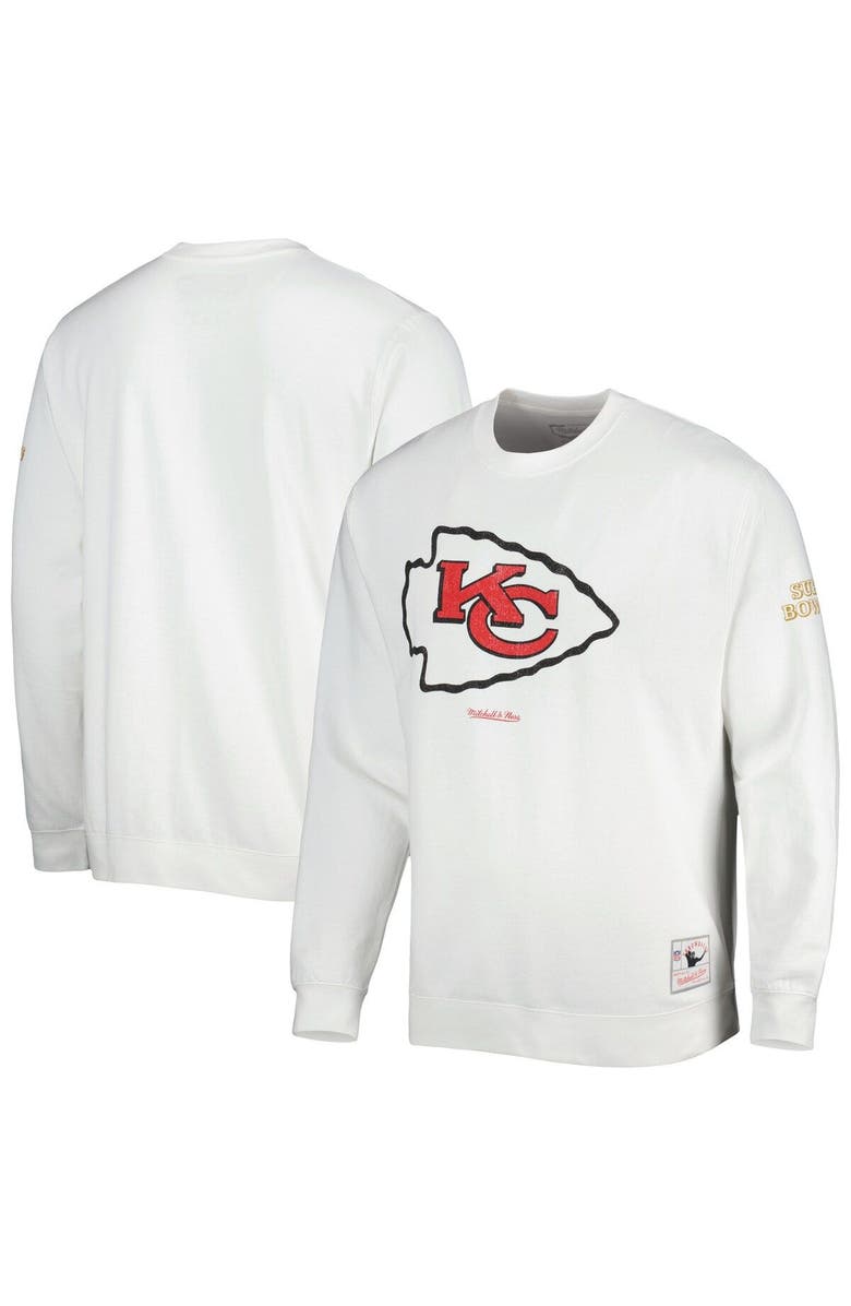 Mitchell & Ness Men's Mitchell & Ness White Kansas City Chiefs VIP Rings Crew Sweatshirt, Main, color,