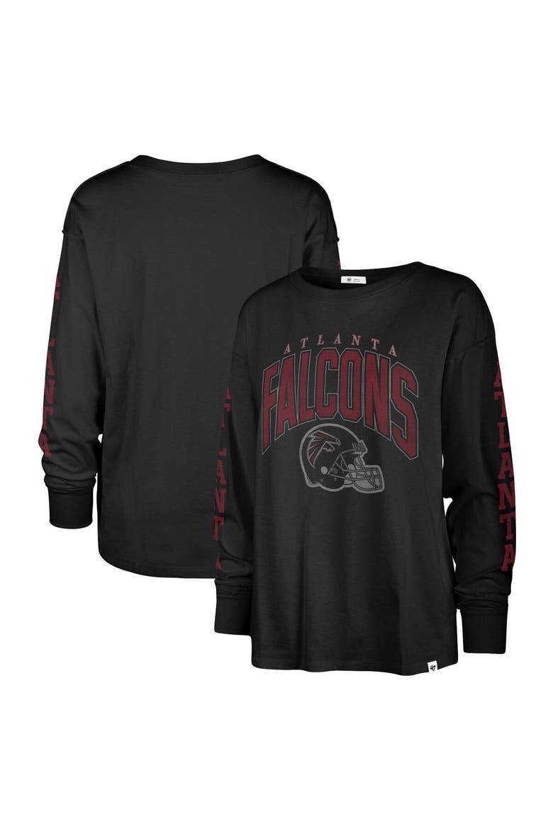 Women's '47 Black Atlanta Falcons Tom Cat Lightweight Long Sleeve T-Shirt, Main, color, Black