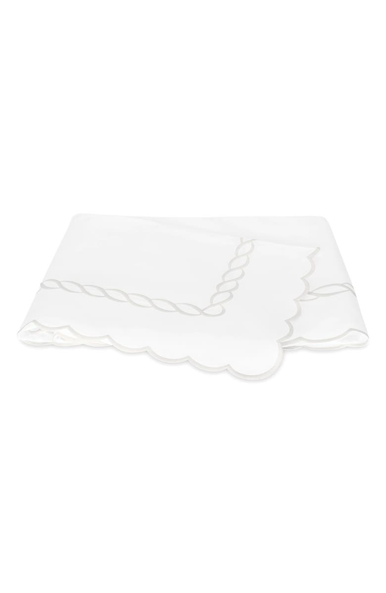 Matouk Classic Chain Scallop Flat Sheet, Main, color, White