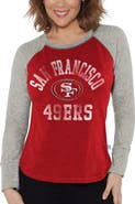 G-III 4HER BY CARL BANKS Women's G-III 4Her by Carl Banks Scarlet/Heather Gray San Francisco 49ers Waffle Knit Raglan Long Sleeve T-Shirt