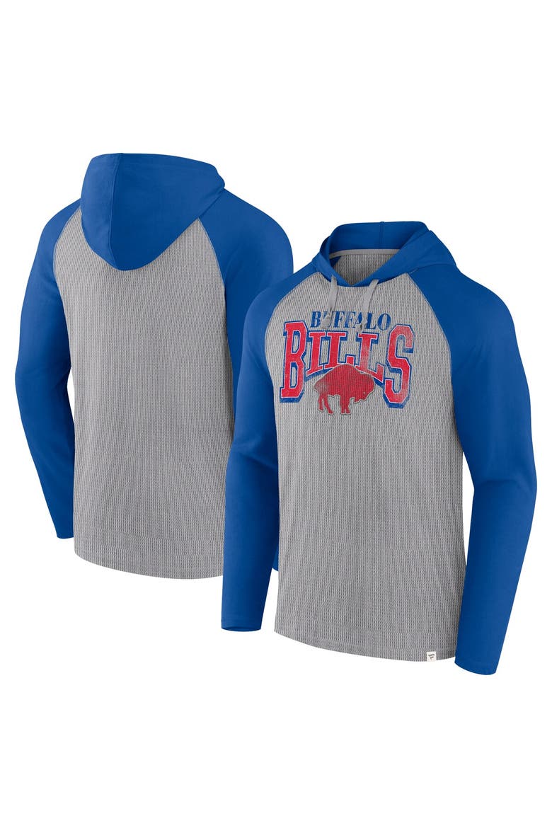 Men's Fanatics Gray/Royal Buffalo Bills Under Center Long Sleeve Hoodie T-Shirt, Main, color, Gray