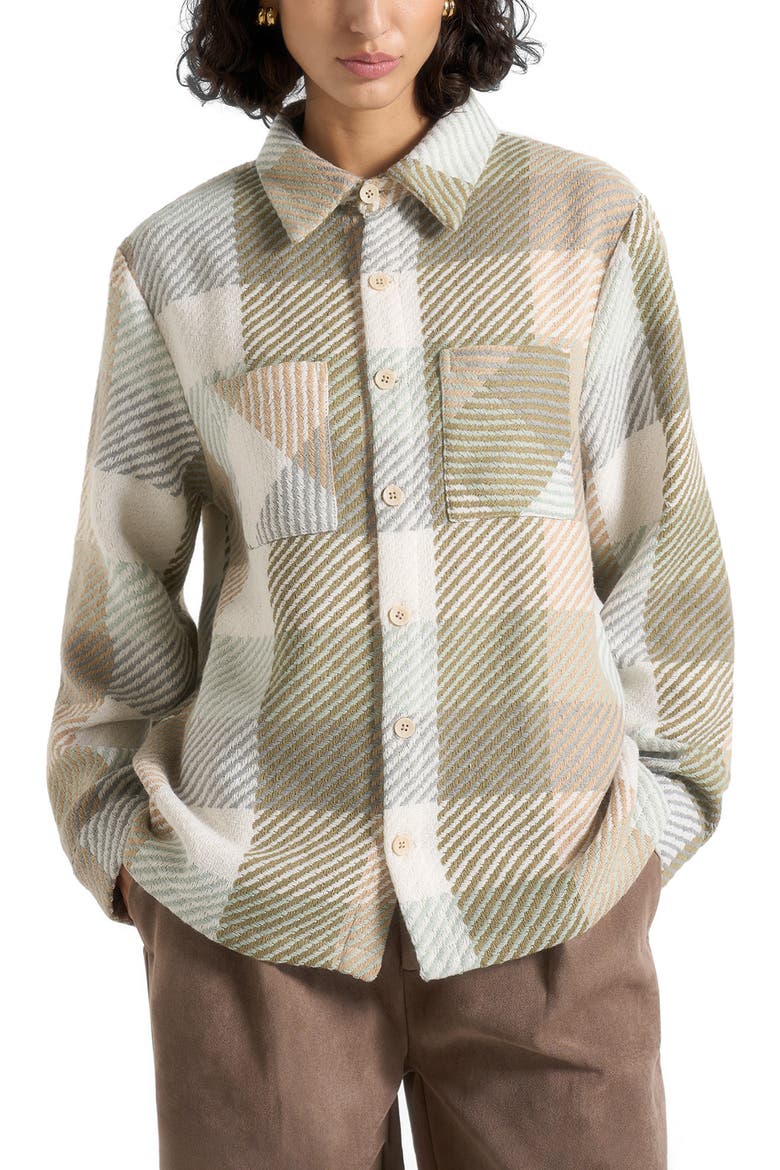 Rune Unisex Check Overshirt, Alternate, color, Sage
