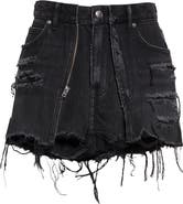 Denim x Alexander Wang Distressed Double Layer Denim Skort