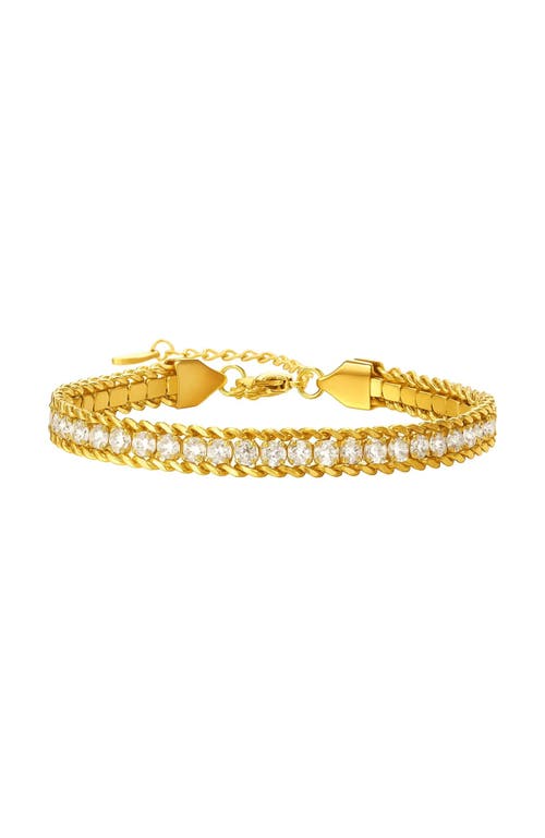 Hollywood Sensation Amelia Sparkle Stack Adjustable Cz Chain Bracelet In Gold