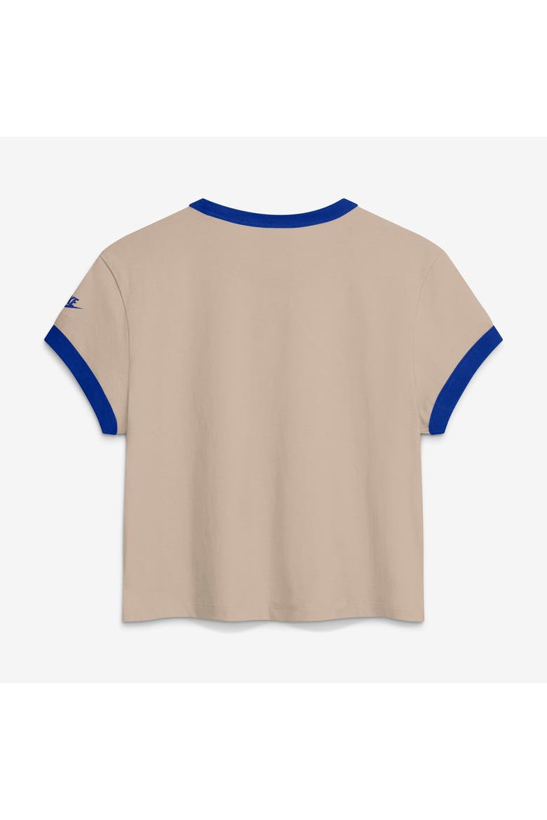 Women's Nike Beige Seattle Seahawks Rewind Ringer Mod Cropped T-Shirt, Alternate, color, Beige