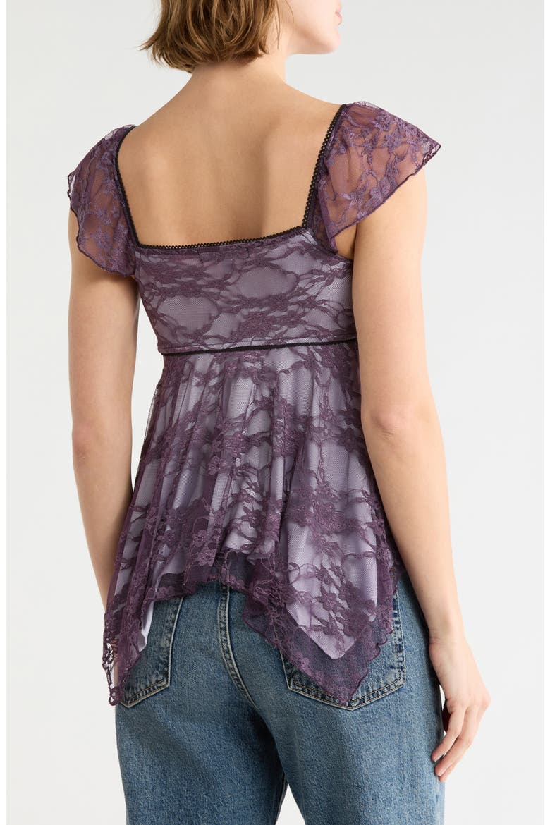 Handkerchief Lace Cami Top with Flutter Sleeves, Alternate, color, DUSTY PURPLE MISTY LILAC