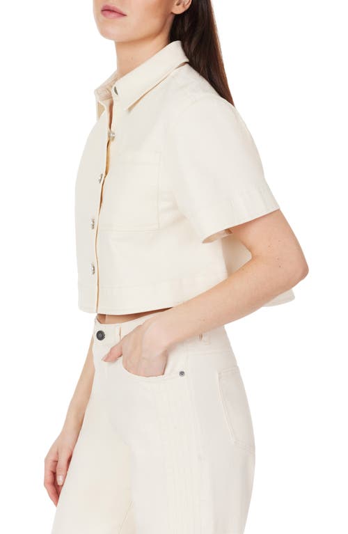 Habitual Crop Stretch Cotton Shacket In White