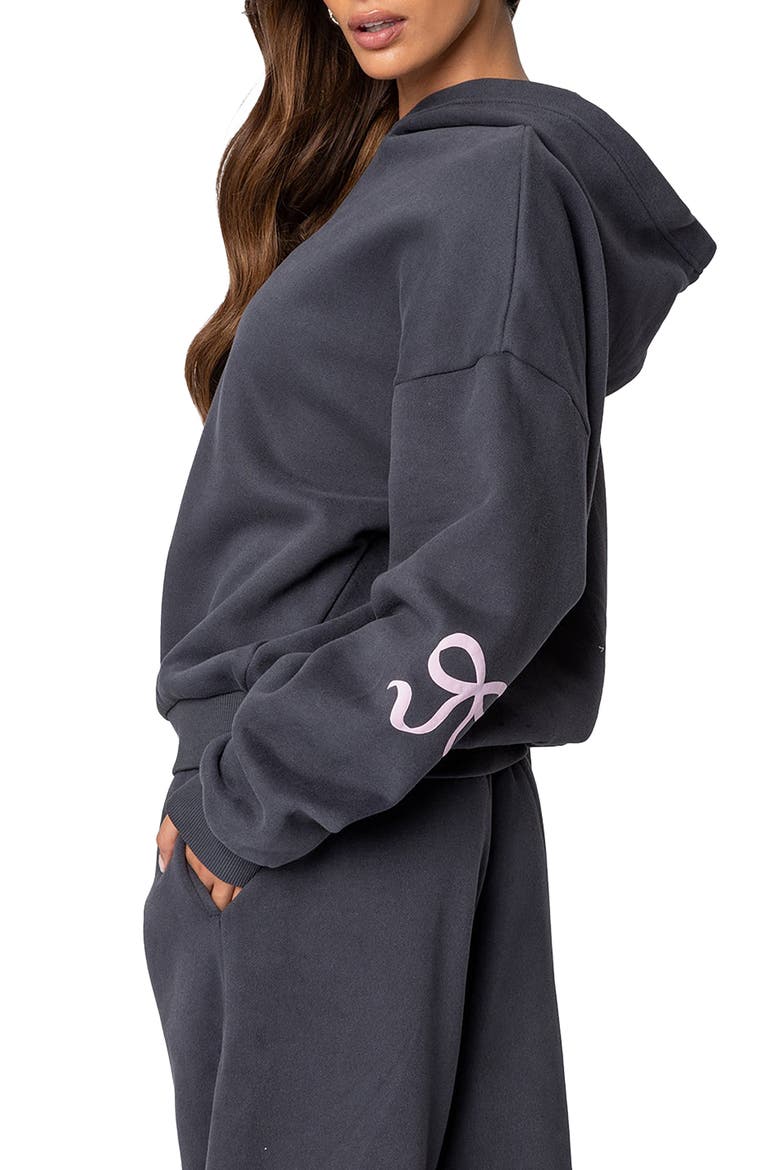 Bonney Bow Oversize Hoodie, Alternate, color, DARK GRAY